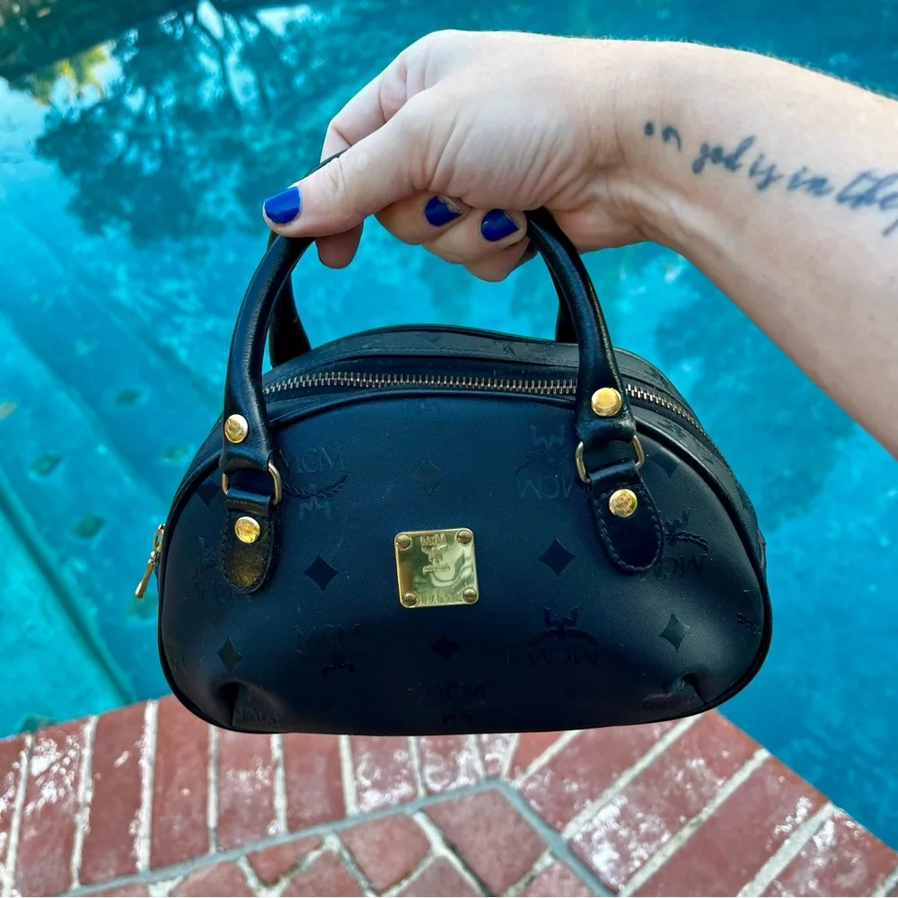 MCM Black Vintage Visetos Mini Handbag - Picture 3 of 10